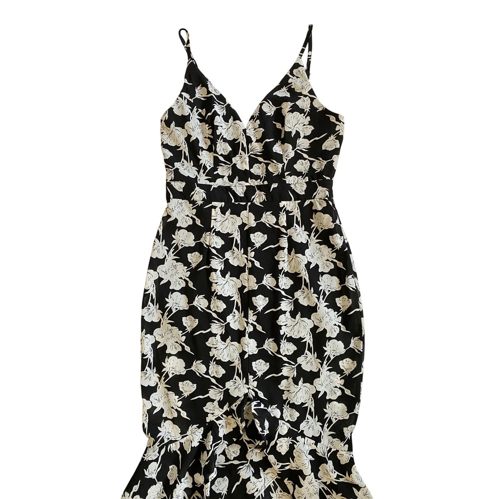 LULUS Women's Darling Daylily White & Black Floral Print High-Low Maxi Dress XS - Picture 2 of 11